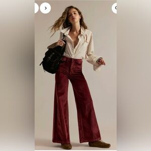Free People Kellee Palazzo Burgundy Corduroy Pants